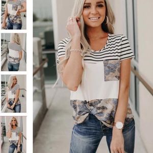 White strip short sleeve